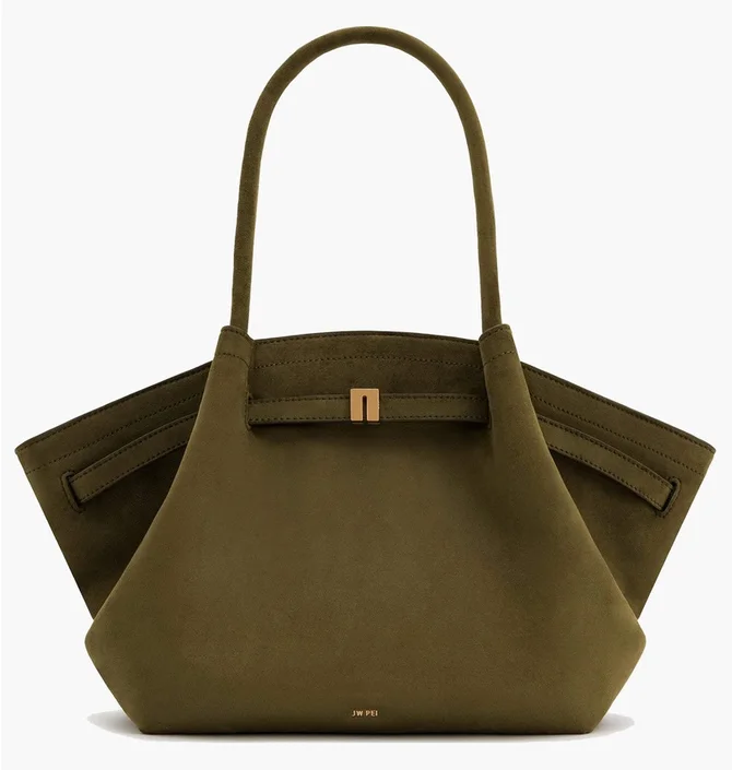 Сумка жіноча JW PEI Hana Medium Faux Suede Tote Bag Olive BB2024BG92786JWP