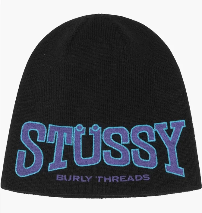 Шапка мужская Stussy Burly Threads Skullcap Beanie Black 1321206-0001