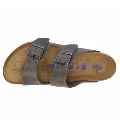 Тапочки мужские BIRKENSTOCK Arizona Oiled Leather Soft Footbed Sandals Grey 552801
