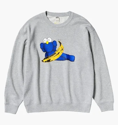 Свитшот унисекс Uniqlo Kaws Warhol Graphic Sweatshirt Grey E472951-000