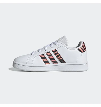 Кроссовки детские Adidas Grand Court Tiger-Print Shoes White Gz1067