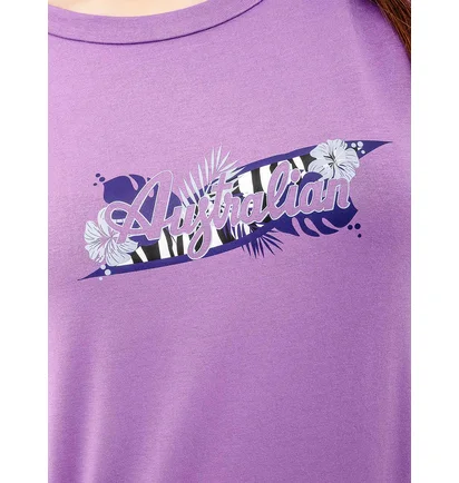 Футболка женская AUSTRALIAN Logo Flowers Tee Jersey V Violet LSDTS0027-768