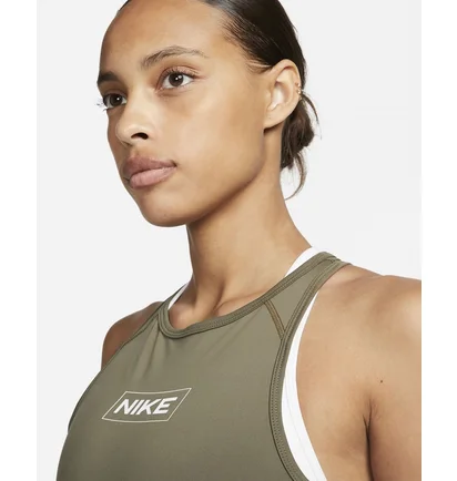 Топ женский Nike Pro Dri-Fit Graphic Crop Tank Olive Dq5593-222