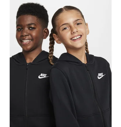 Толстовка дитяча Nike Club Fleece Older French Terry Full-Zip Hoodie Black FD3017-010