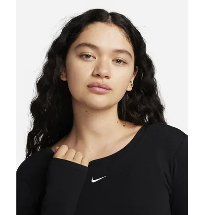 Лонгслів жіночий Nike Sportswear Chill Knit Tight Scoop-Back Long-Sleeve Mini-Rib Top Black FN3661-010
