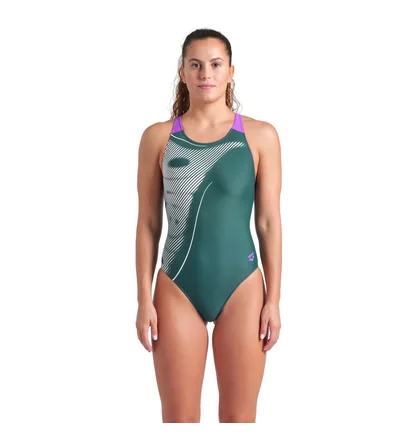 Купальник женский Arena Bright Glare Swimsuit V Back Green 008930-690
