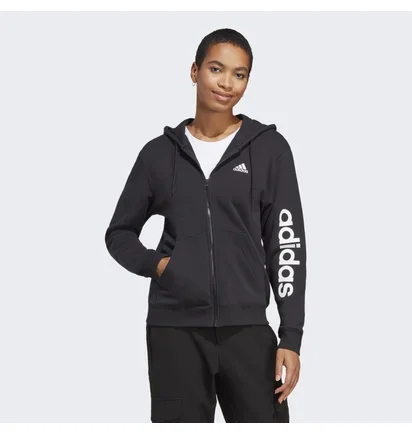 Толстовка жіноча Adidas Essentials Linear Full-Zip French Terry Hoodie Black Ic6863