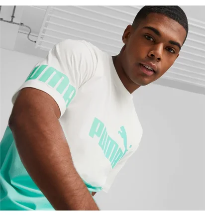 Футболка чоловіча Puma Power Colourblock White/Turquoise 673321-77