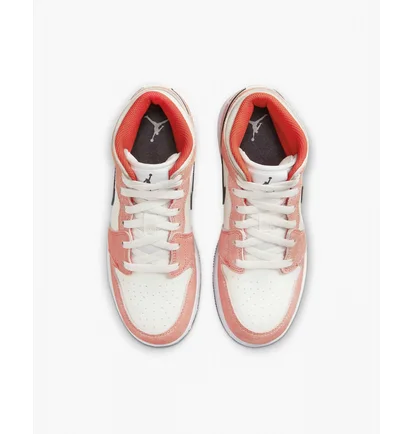 Кроссовки детские Air Jordan 1 Mid Orange Suede Peach/White DV1336-800