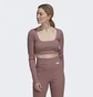 Лонгслів жіночий Adidas Studio Lounge Ribbed Cropped Long Sleeve Tee Brown Hh8500
