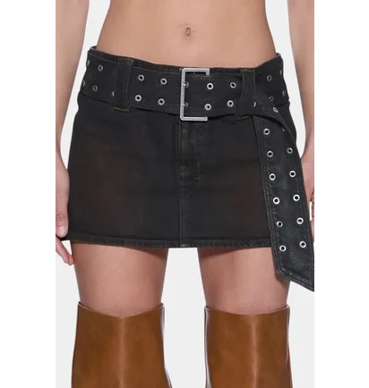 Спідниця жіноча Ksubi Micro Mini Belted Greased Brown WPS26SK007
