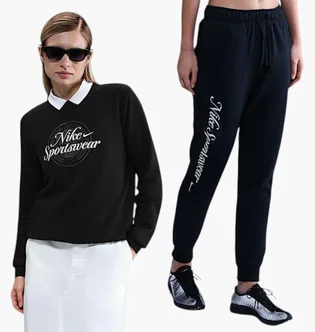 Спортивний костюм жіночий Nike Sportswear Club Fleece Graphic Crew Black HV2342-010__HV2346-010