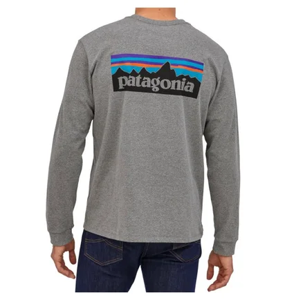 Лонгслів чоловічий Patagonia L/S P-6 Logo Responsibili-Tee Grey 38518GLH