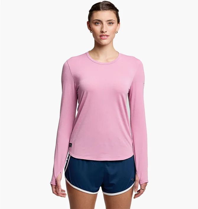 Лонгслив женский Saucony Stopwatch Long Sleeve Pink SAW800486-ORH