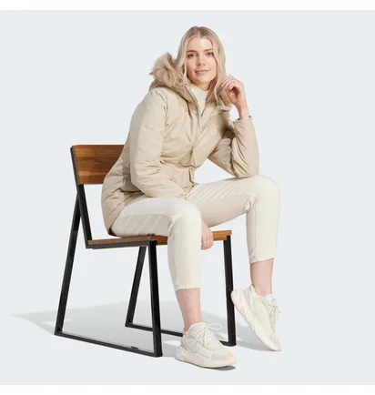 Парка женская Adidas Hooded Fur Beige HZ5734