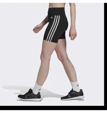Шорты женские Adidas Training Essentials 3-Stripes High-Waisted Short Leggings Black HK9964