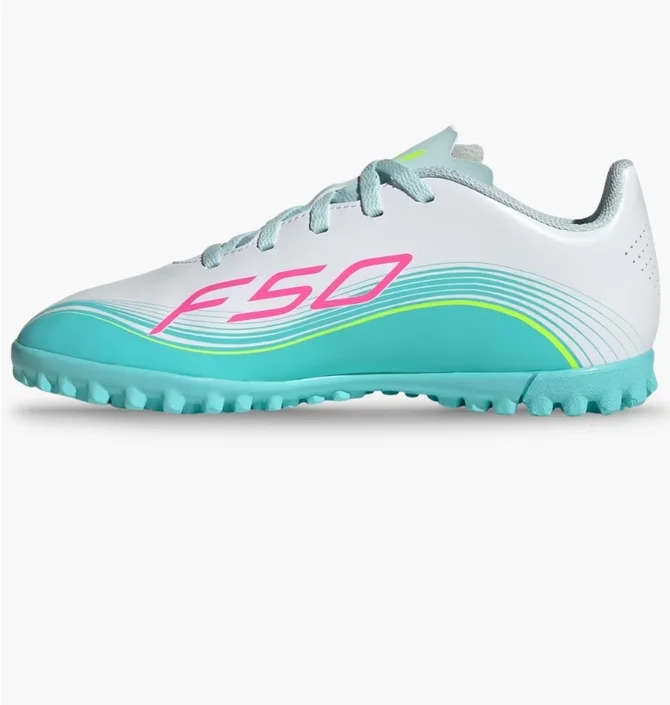 Сороконожки детские Adidas F50 Messi Club White/Turquoise JQ0949