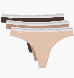 Трусики жіночі Lacoste Stretch Cotton String Briefs (3 шт) Beige/Brown 8F1341I87