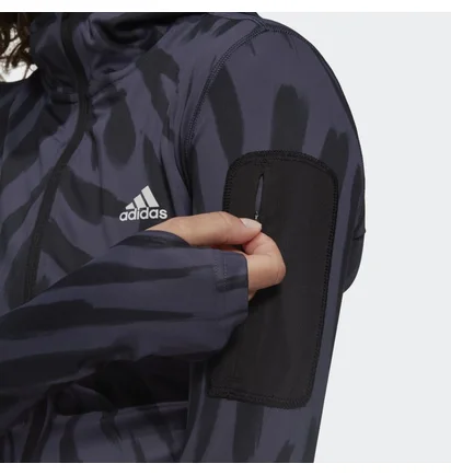 Лонгслив женский Adidas Run Icon Allover Print Long Sleeve Running Tee Black/Violet He0353