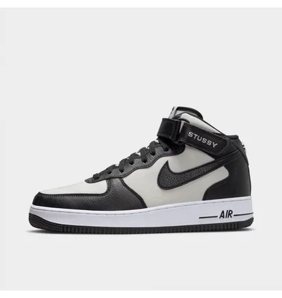 Кроссовки мужские Nike X Stüssy Air Force 1 07 Mid Casual Shoes Black/Grey DJ7840-002