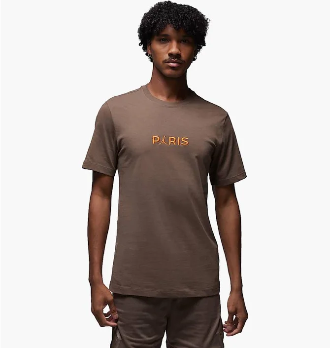 Футболка чоловіча Air Jordan Psg Ss Wordmark Tee Brown DZ2940-274