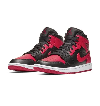 Кроссовки мужские Air Jordan 1 Mid Banned Black/Red 554724-074