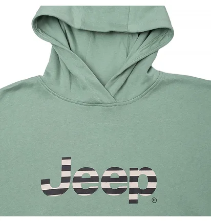 Худи мужское Jeep Hooded Cropped Sweatshirt Striped Print Turquoise O102609-E854