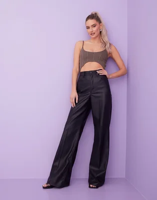 Майка женская Public Desire Bandage Skinny Strap Crop Top Brown 610316-0296