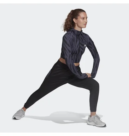 Лонгслив женский Adidas Run Icon Allover Print Long Sleeve Running Tee Black/Violet He0353
