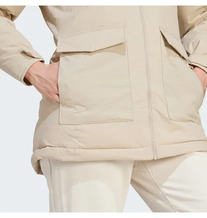 Парка женская Adidas Hooded Fur Beige HZ5734