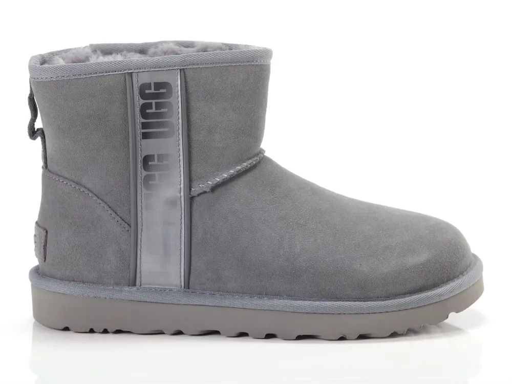 Угги женские UGG Classic Mini Side Logo Grey 11134962-LGH