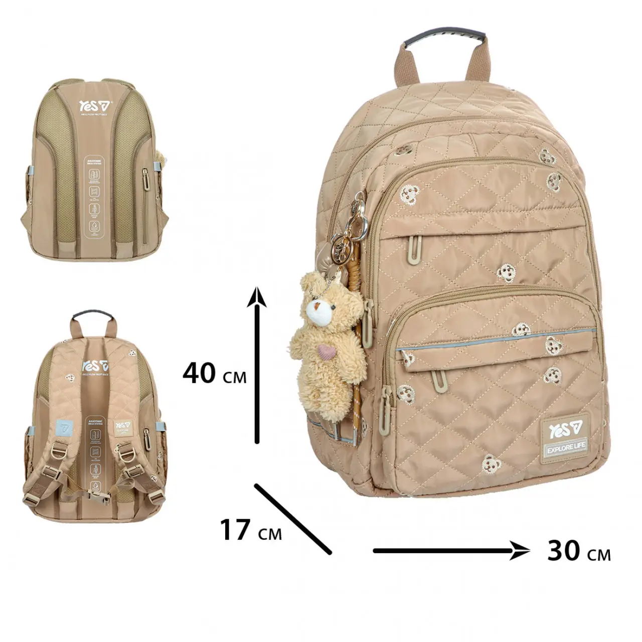 Рюкзак дитячий YES Bear Friend Beige TS-47M-550307
