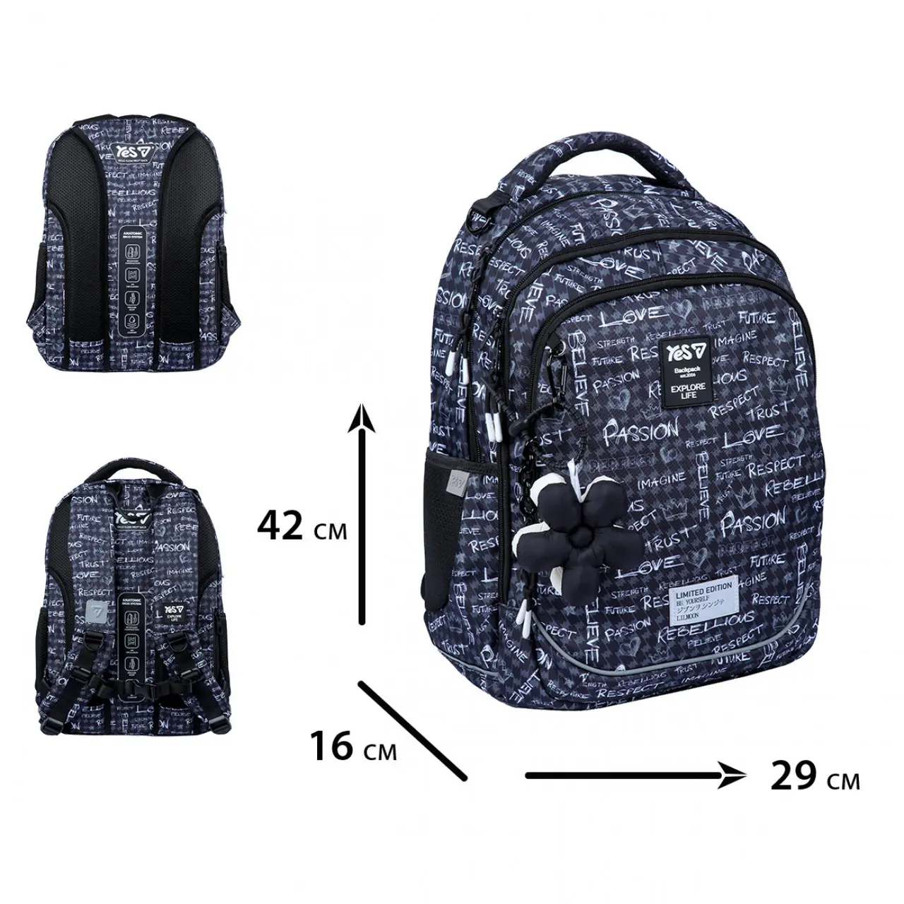 Рюкзак дитячий YES Passion Black TS-59M-550390